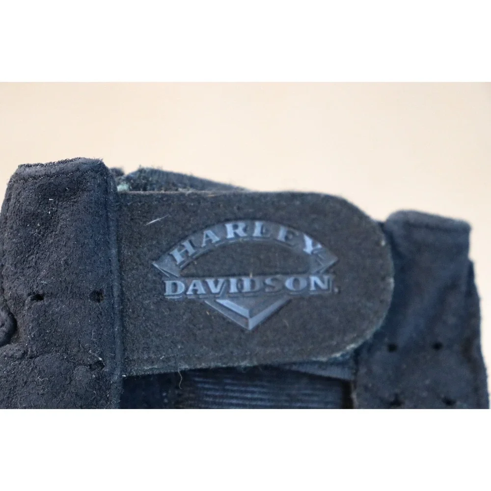 Harley Davidson Fingerless Gloves Black Faux Suede Size S Perforated Top of Hand - Picture 4 of 9